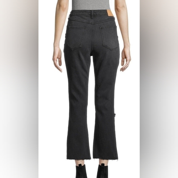AVEC Les Filles Distressed Cropped Flare High Waist Jeans Black Size 30 - Picture 2 of 3